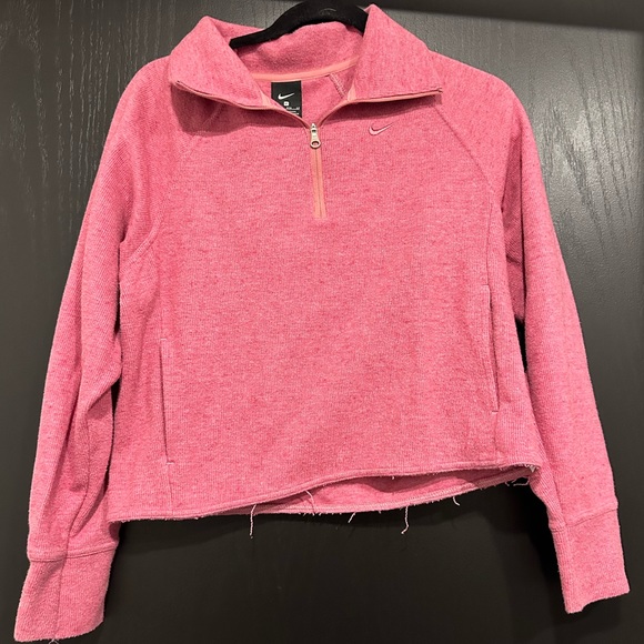 NIKE WOMEN’S PINK CROPPED QUARTER ZIP - Picture 1 of 4